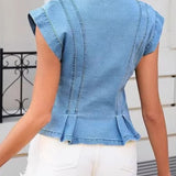 Viera | Denim top s V izrezom