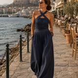 Adriana | Kombinezon od Lanene i Pamukaste Tkanine s Elegantnim Ukriženim Izrezom