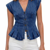 Viera | Denim top s V izrezom