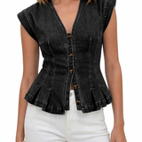Viera | Denim top s V izrezom